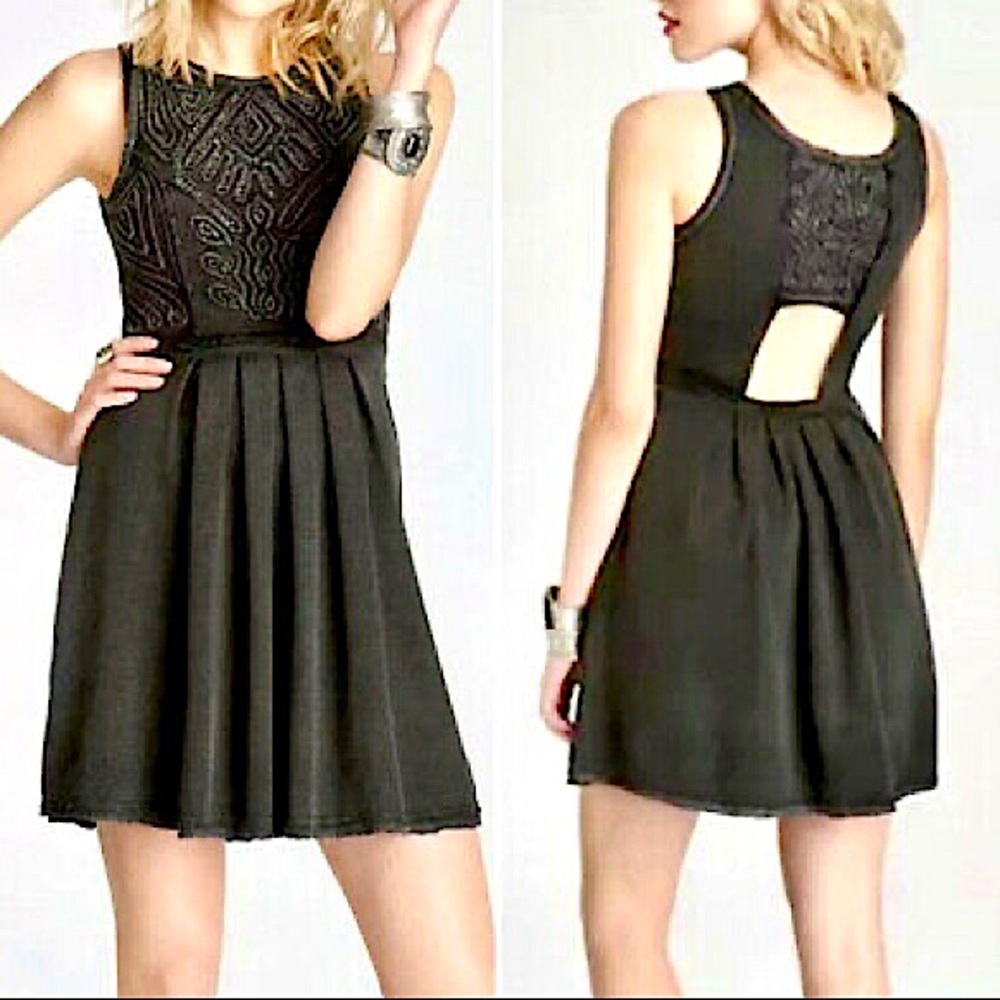Free People Seriously Sassy Soutache Black Dress